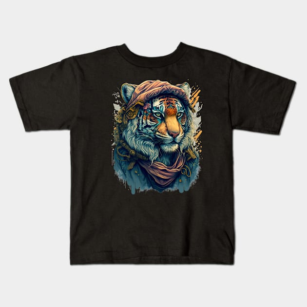 Hipster Tiger Kids T-Shirt by ChasingTees